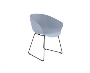 Teddy Plastic Tub Chair - Sled Base Black Leg - light blue