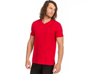 Tommy Hilfiger Men's Flag V-Neck Tee / T-Shirt / Tshirt - Mahogany