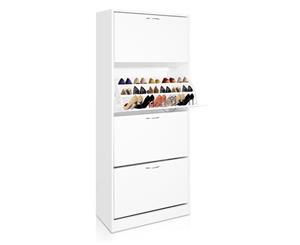 Wooden Shoe Storage Cabinet Shelf 60 Pairs - White