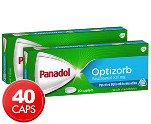 2 x Panadol Optizorb Paracetamol 20 Capsules