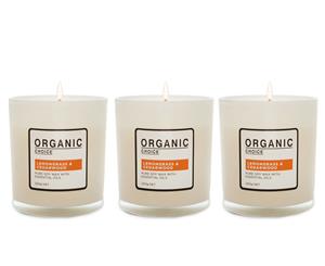 3 x Organic Choice Lemongrass & Cedarwood Pure Soy Wax Candle 200g
