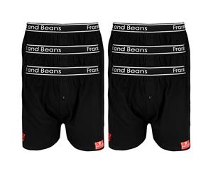 6x - Boxer Shorts Frank and Beans Underwear Mens 100% Cotton S M L XL XXL - Black