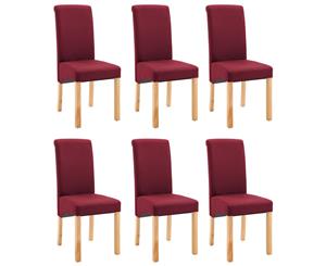 6x Dining Chairs Red Fabric Home Kitchen Dinner Restaurant Seating