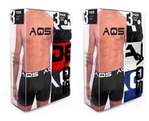 AQS - Men's Boxers Pack of 6 - Black Red Black + White Black Blue
