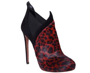 Alaa Women's Heeled Leopard Boot - Red/Black