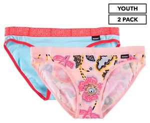 Bonds Girls' Hipster Bikini Brief 2-Pack - Blue/Pink Floral