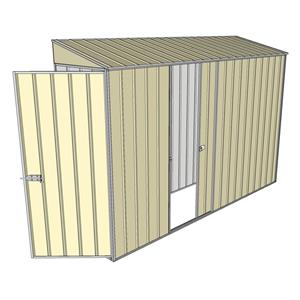 Build-a-Shed 0.8 x 3 x 2m Single Hinged Door Shed with Single Sliding Side Door - Cream