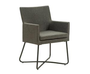Carlos Outdoor Textaline Arm Chair In Grey - Outdoor Chairs