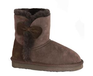 Eastern Counties Leather Childrens/Kids Coco Bow Detail Sheepskin Boots (Chocolate) - EL130