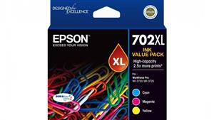Epson 702XL DURABrite Ultra 3 Colour Ink Cartridge Value Pack