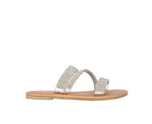Fifi Gossip Girls Sandal Slide Slip On Sparkly Spendless Shoes - Silver