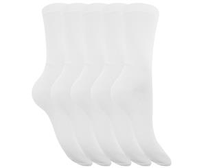 Floso Womens/Ladies Plain Socks (Pack Of 5) (White) - W454