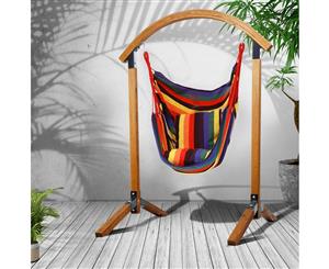 Gardeon Outdoor Swing Chair Timber Hammock Pillow Patio Wooden Bench Furniture