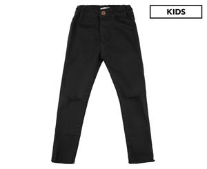Gem Look Junior Girls' Slim Rip Knee Jeans - Black