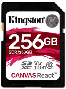 Kingston Canvas React (SDR/256GB) 256GB SDXC Class10 UHS-I U3 V30 Card