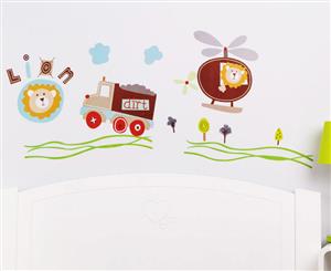 Lion Truck & Helicopter Wall Decal/Sticker