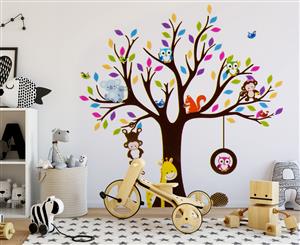 Monkeys & Squirrels In A Tree Wall Decal