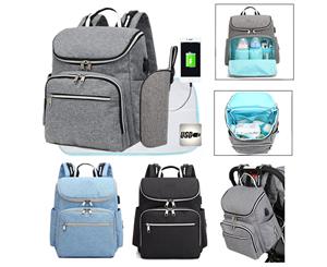 Multifunctional Baby Diaper Nappy Backpack with USB~ Grey