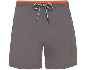 Outdoor Look Mens Sparky Contrast Elasticated Swim Shorts - Slate/Orange