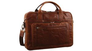 Pierre Cardin Large Rustic Business Leather Bag - Chestnut