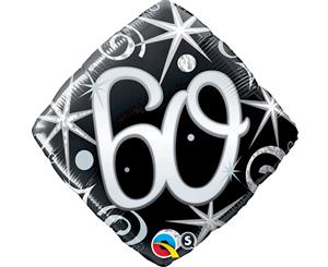 Qualatex 18 Inch Sparkles & Swirls Diamond Shaped Age 60 Foil Balloon (Black) - SG4444