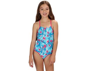 Regatta Girls Takisha Polyamide Elastane Swimsuit Swimming Costume - BlueTropical