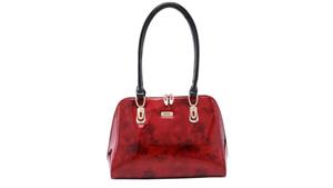 Serenade Cherry Rose Leather Bag with Gold Fittings - Burgundy