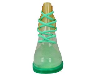 Spot On Childrens/Kids Lace Up Transparent Colour Gradient Wellington Boots (Orange/Green) - KM223