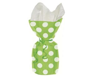 Unique Party Polka Dot Cello Party Bags (Pack Of 20) (Lime Green) - SG5455