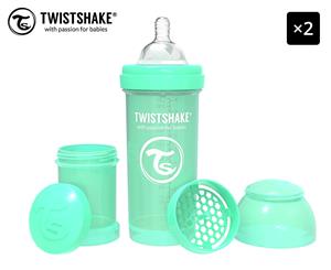 2 x Twistshake Anti-Colic 260mL Baby Bottle - Pastel Green