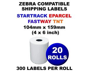 20 Rolls Zebra Compatible Direct Thermal Labels 150mm x 100mm
