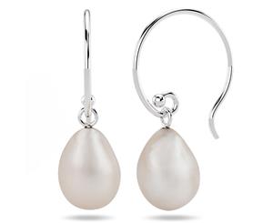 .925 Sterling Silver Freshwater Pearl Drop Earrings White-Silver/Pearl White