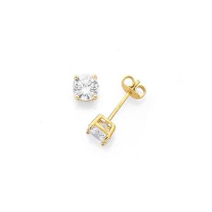 9ct Gold Cubic Zirconia Round Stud Earrings