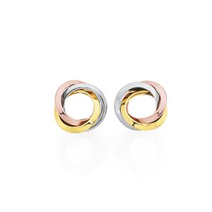 9ct Tri Tone Gold Open Knot Stud Earrings
