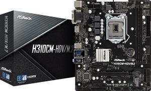 ASRock H310CM-HDV/M.2 Intel H310 S1151/2xDDR4/1xPCIEx16/HDMI/DVI/D-SUB/M.2/Micro ATX Motherboard