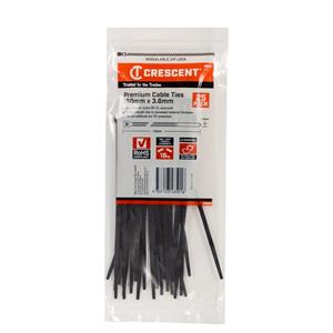 Crescent 150 x 3.6mm Black Cable Ties - 25 Pack