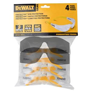 DeWALT Smoke / Clear Lens Protector Safety Glasses Value Pack - 4 Pair