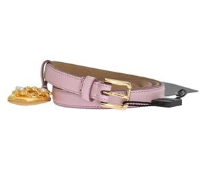 Dolce & Gabbana Pink Leather Gold Heart Mamma Belt
