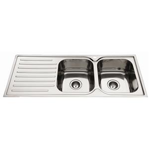 Everhard 1180mm Squareline 2 Bowl Right Hand Kitchen Sink With Drainer