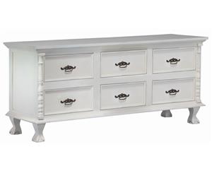 Jepara Timber Chest of 6 Drawers Lowboy in White