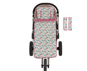 Keep Me Cosy 2 in 1 Toddler Footmuff Set + Free Harness - Flamingo