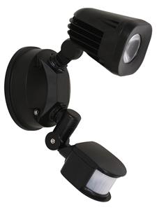 LEDlux Alert 1 Light 600 Lumen Black Floodlight with Sensor in Cool White