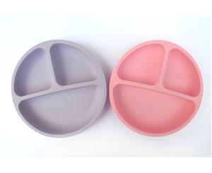 Lunart Silicone Kids Divided Plates Set of 2 - Light Pink & Light Purple