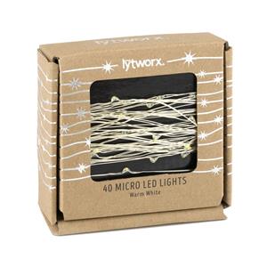 Lytworx 40 Warm White Micro LED Copper Wire Lights Battery Operated