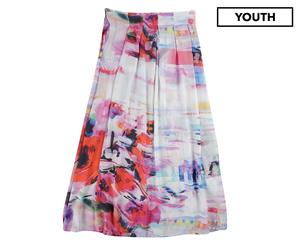 Manila Grace Girls' Pleated Maxi Skirt - Lilac