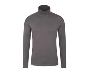 Mountain Warehouse Mens Cotton Roll Neck Top No Zip with 100% Combed Cotton - Dark Grey