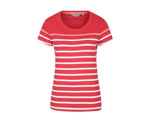 Mountain Warehouse Wms Dover Womens Stripe Short Sleeve Tee Tshirt - Red