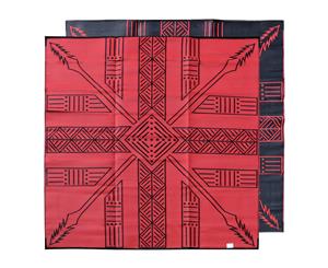 RECYCLED Outdoor Rug | Tiwi Islands Tutuni Design 3m Square Red Black