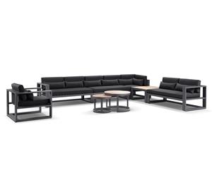 Santorini Package E In Charcoal With Denim Grey Cushions - Charcoal Aluminium with Denim - Outdoor Aluminium Lounges