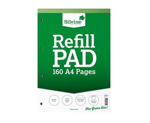 Silvine A4 160 Page Narrow Refill Feint Pad (6 Pack) (Green and White) - SG13905